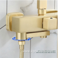 Brushed Gold Bathroom Square Head Shower Faucet